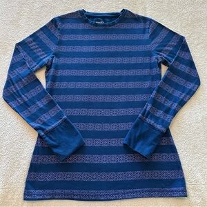 Mossimo Geometric Stripes Blue & Purple 100% Cotton Long Sleeve Tee Shirt Top L